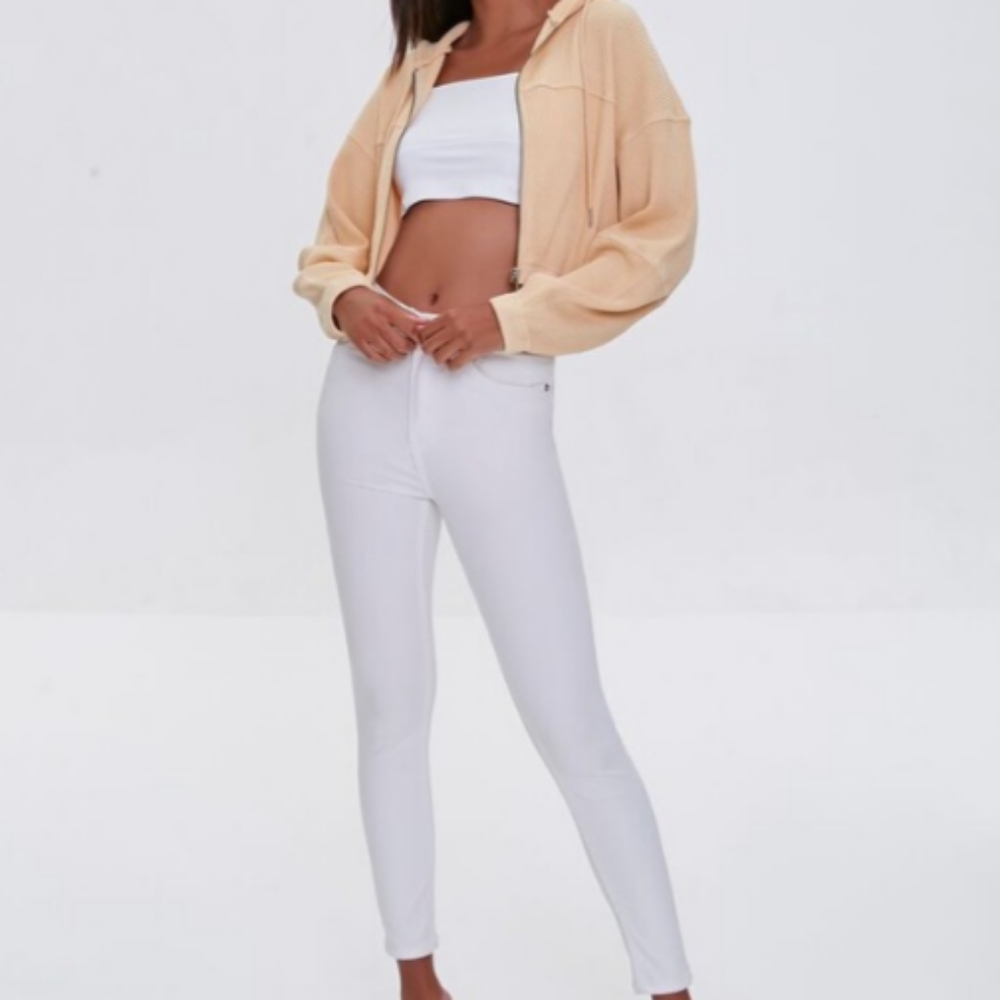 Forever 21 Tan crop top hoodie